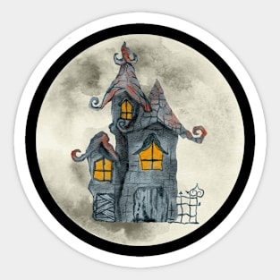 Haunted House Moon Sticker